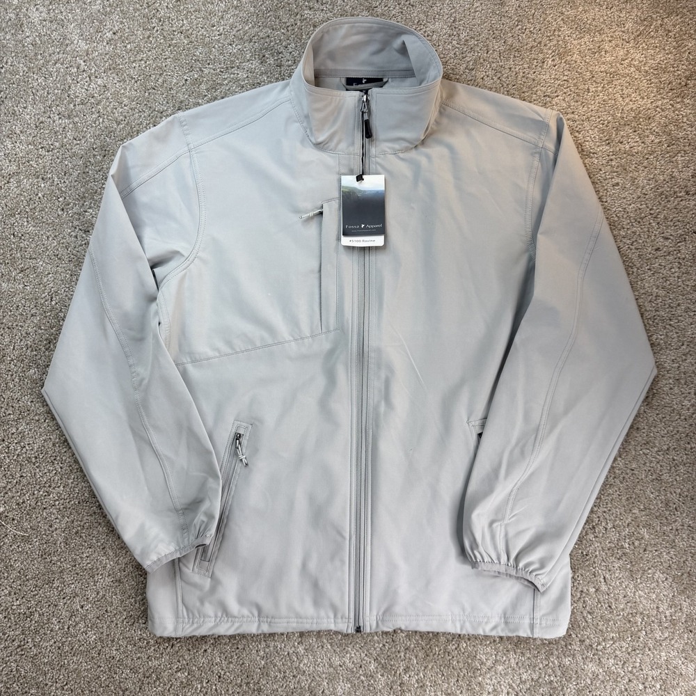 Fossa Ravine Windbreaker Jacket Mens Medium Gray Soft Shell Full Zip Lightweight